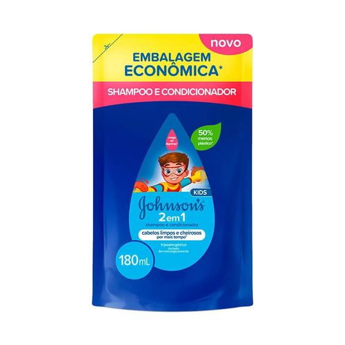Kit com 3 Unidades de Shampoo Johnson Baby 2 em 1 Refil 180ml