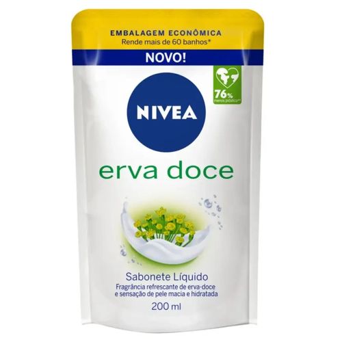 Kit com 3 Unidades de Sabonete Nivea Líquido Refil Erva Doce 200ml
