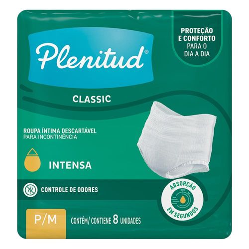 Kit com 3 Unidades de Roupa Íntima Plenitud Classic P/M 8 Unidades