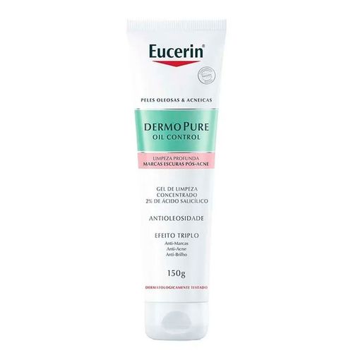 Kit com 3 Unidades de Gel de Limpeza Profunda Eucerin Dermo Pure Oil Control Com 150g