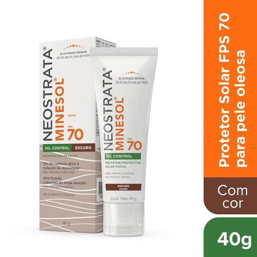 Kit com 3 Unidades de Protetor Solar Facial Neostrata Minesol Oil Control Escuro Fps70 40G