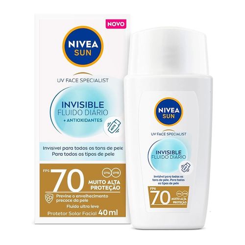 Kit com 3 Unidades de Protetor Solar Facial Nivea Sun Invisible Fluido FPS70 40ml