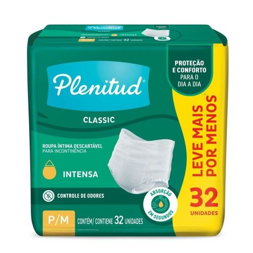 Kit com 3 Unidades de Plenitud Roupa Íntima Classic P/M 32 Unidades
