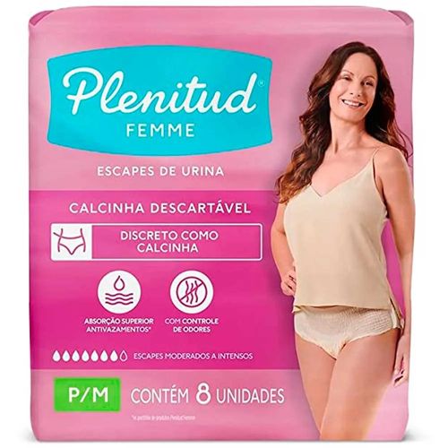 Kit com 2 Unidades de Roupa Íntima Plenitud Femme P/M Com 8 Unidades