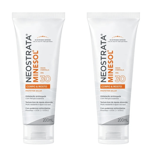 Kit com 2 Unidades de Protetor Solar Minesol Rosto E Corpo FPS30 Neostrata 200ml