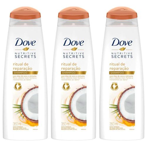 Kit com 3 Unidades de Dove Shampoo Ritual De Reparação 350Ml