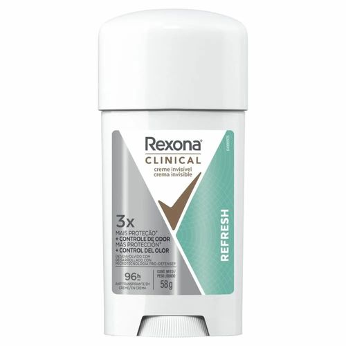 Kit com 3 Unidades de Desodorante Rexona Clinical Creme Refresh 58g