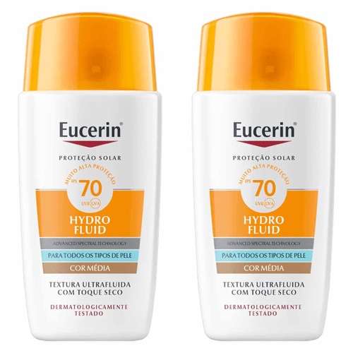 Kit com 2 Unidades de Protetor Solar Eucerin Hydro Toque Seco Cor Média FPS 70