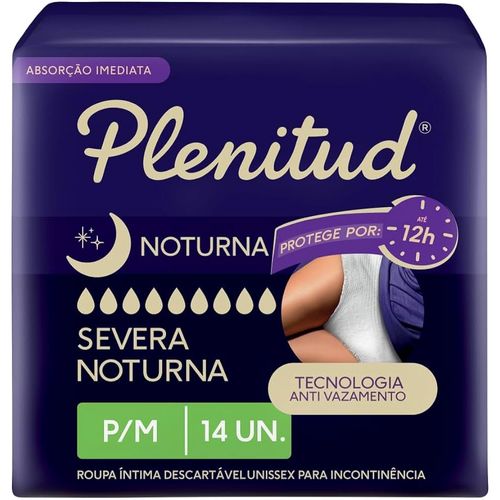 Kit com 2 Unidades de Plenitud Roupa Íntima Premium Comfort Noturna P/M 14 Unidades