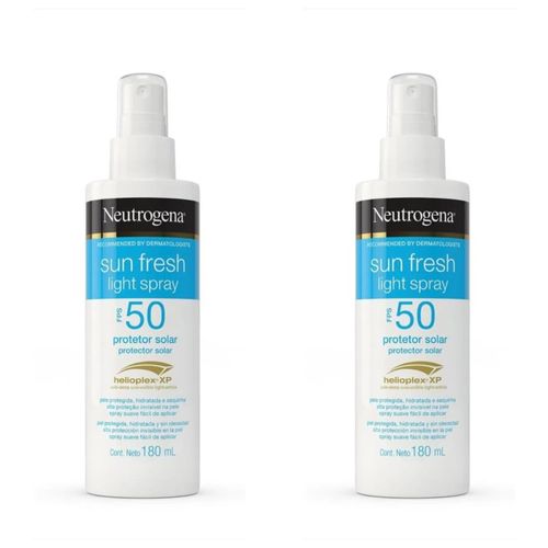 Kit com 2 Unidades de Protetor Solar Facial e Corporal Spray Sun Fresh FPS 50 Neutrogena 180ml