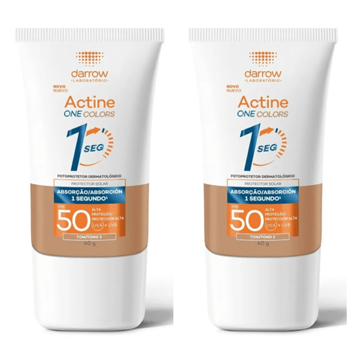 Kit com 2 Unidades de Protetor Solar Actine One Colors FPS50 Tom 2 40g