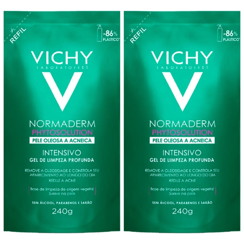 Kit com 2 Unidades de Normaderm Refil Gel De Limpeza Phytosolution Vichy 240g