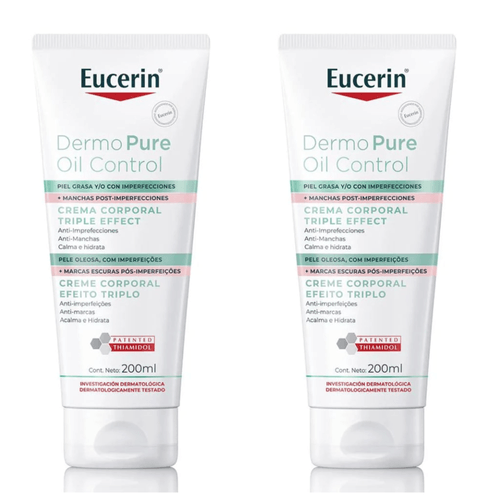 Kit com 2 Unidades de Creme Corporal Eucerin Dermo Pure Oil Control Efeito Triplo 200ml