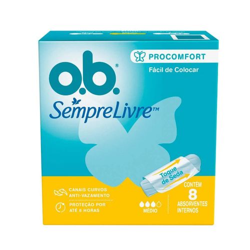 Kit com 2 Unidades de Absorvente Interno Médio 8 Unidades Procomfort Ob