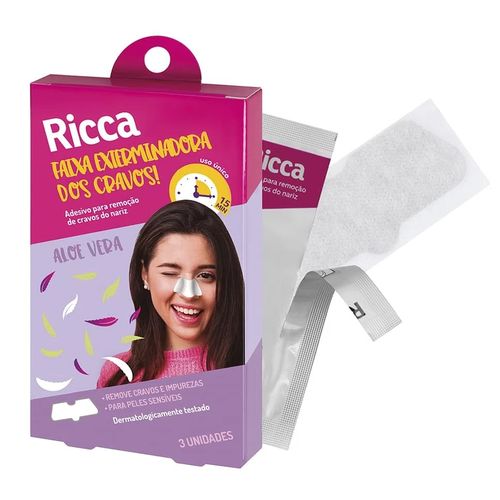 Fita Adesiva Para Retirar Cravos Do Nariz Ricca 3pcs
