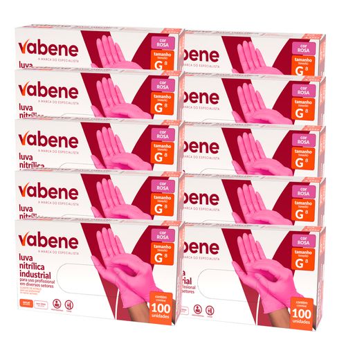 Kit de Luva Nitrílica Descartável Profissional Sem Pó Rosa 1000 G