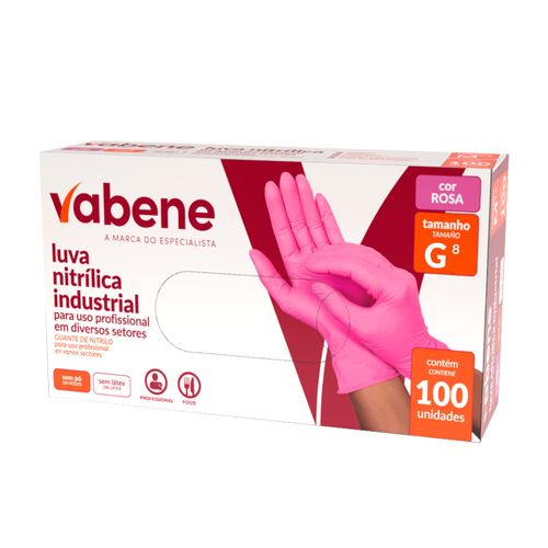 Kit de Luva Nitrílica Descartável Profissional Sem Pó Rosa 100 G