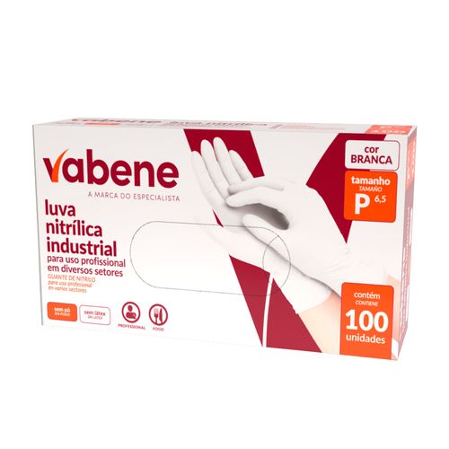 Kit de Luva Nitrílica Descartável Profissional Sem Pó Branco 100 P