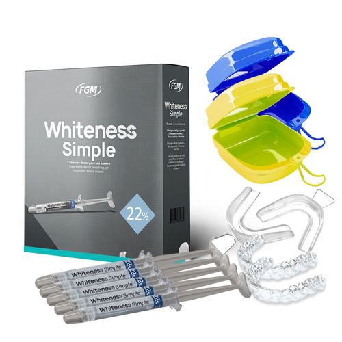 Kit Clareador Dental Whiteness Simple 22% + 4 Moldeiras