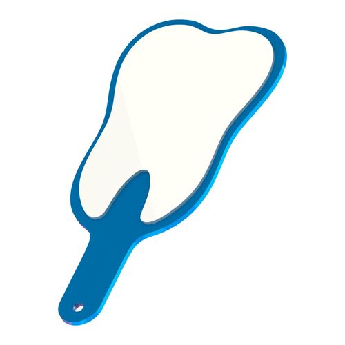 Espelho de Mão Formato de Dente Azul Morelli