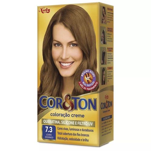 TINTURA COR TON 7.3  LOURO DOURADO