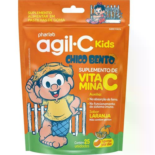 AGIL C KIDS LARANJA 25 GOMAS PHARLAB