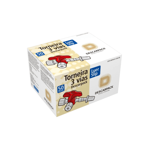 TORNEIRINHA  3 VIAS LUER LOCK ROSCA DESCARPACK 50 UNIDADES