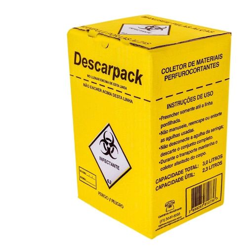 Coletor de Perfuro Cortante Descarpack 3 Litros 3 Litros