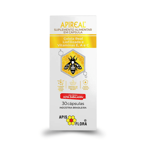 Geleia Real Liofilizada Apireal com 30 Cápsulas Apis Flora