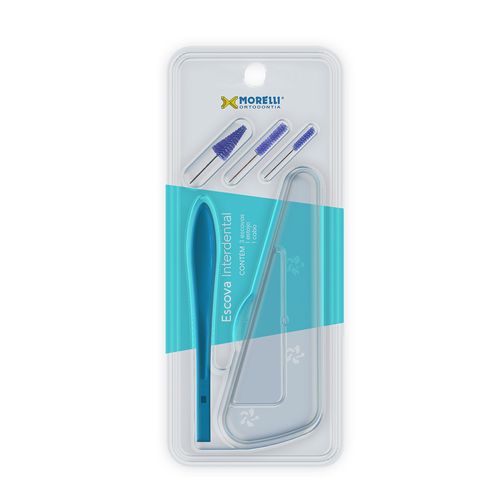 Escova Interdental com Estojo e Refis P M G Morelli Azul