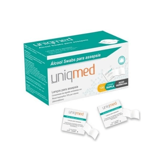 KIT 1000 SWAB UNIQMED LENÇOS ANTISSÉPTICOS COM ÁLCOOL