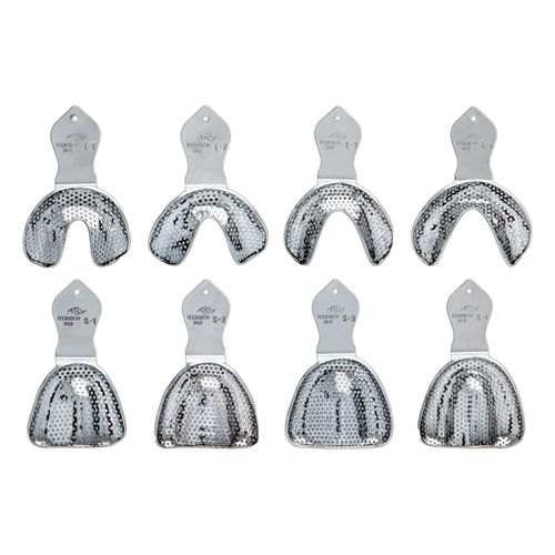 Kit Com 8 Moldeiras Desdentadas Perfuradas Aço Inox Tecnodent