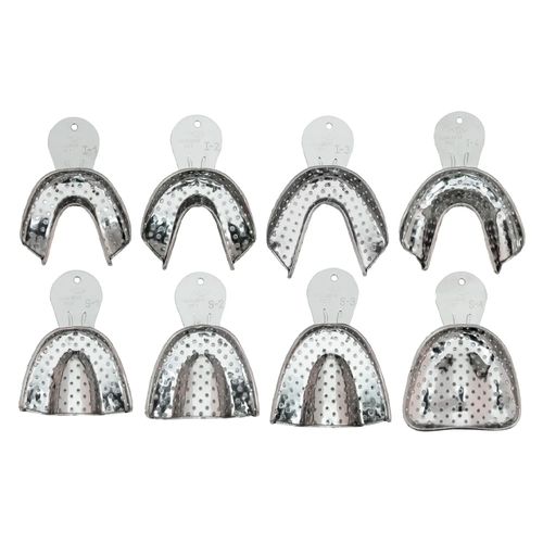 Kit Com 8 Moldeiras Dentadas Perfuradas Aço Inox Tecnodent