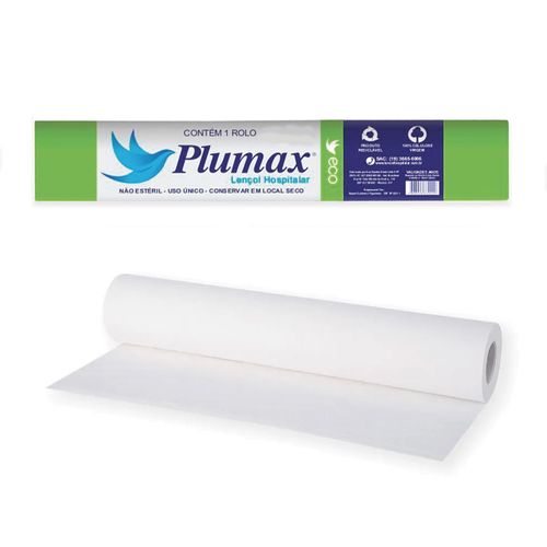Lençol de Papel Hospitalar Descartável Eco Rolo Plumax 70cmx50m