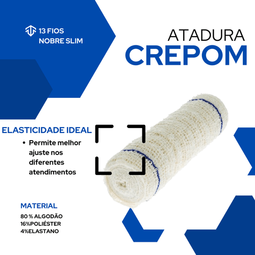 FAIXA DE ATADURA DE CREPOM 20 CM ALGODAO 60 ROLOS