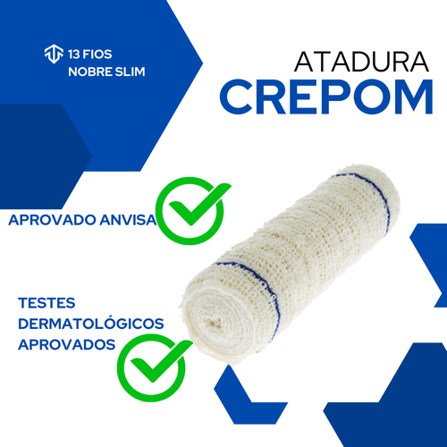 FAIXA DE ATADURA DE CREPOM 12 CM KIT 60 ROLOS 13 FIOS NOBRE