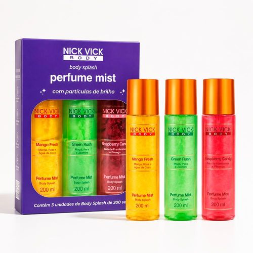 Kit Body Splash NICK VICK Perfume Mist (Mango Fresh, Green Rush e Raspberry Candy) Kit Body Splash NICK VICK  (Mango, Green e Raspberry Candy)
