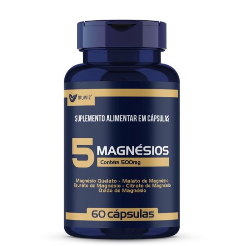 5 Magnésios 60 cápsulas 500mg Muwiz