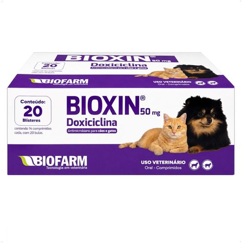 BIOXIN ANTIMICROBIANO 50MG DISPLAY COM 280 COMPRIMIDOS PARA CÃES E GATOS