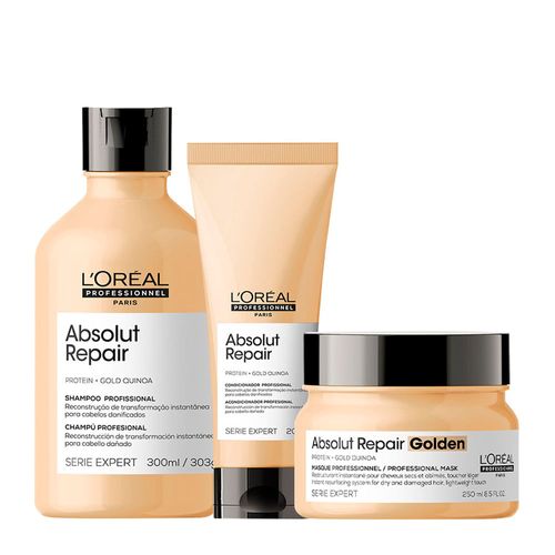 Kit L'Oréal Professionnel Serie Expert Absolut Repair Gold Quinoa - Shampoo 300ml + Condicionador 200ml + Máscara Golden 250g Kit