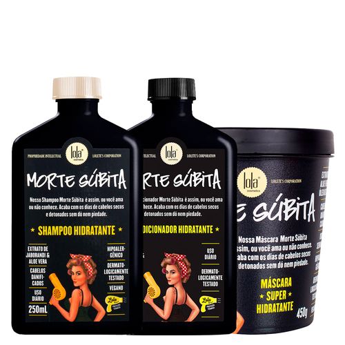 Kit Lola Cosmetics Hidratação Morte Súbita - Shampoo 250ml + Condicionador 250g + Máscara de Hidratação 450g Kit