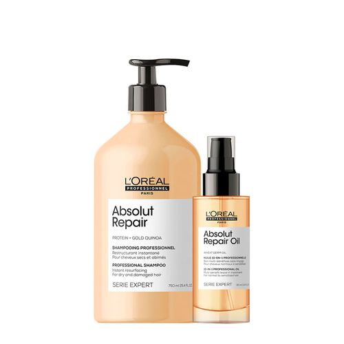 Kit L'Oréal Professionnel Serie Expert Absolut Repair Gold Quinoa - Shampoo 750ml + Óleo 90ml Kit