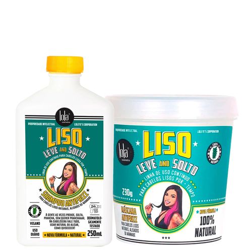 Kit Lola Cosmetics Hidratação Liso, Leve And Solto - Shampoo 250ml + Máscara Antifrizz 230g Kit
