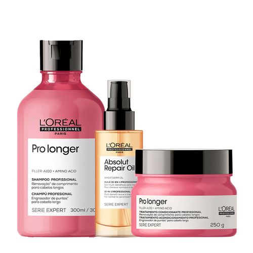 Kit L'Oréal Professionnel Serie Expert Pro Longer - Shampoo 300ml + Máscara 250g + Óleo 90ml Kit