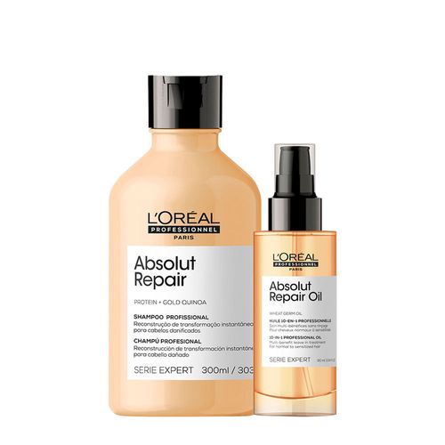 Kit L'Oréal Professionnel Serie Expert Absolut Repair Gold Quinoa - Shampoo 300ml + Óleo 90ml Kit