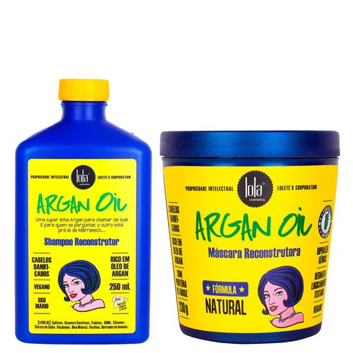 Kit Lola Cosmetics Reconstrução Argan Oil - Shampoo 250ml + Máscara de Reconstrução 230g Kit