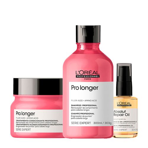 Kit L'Oréal Professionnel Serie Expert Pro Longer - Shampoo 300ml + Máscara Capilar 250g + Óleo Capilar Absolut Repair 10 In 1 30ml Kit