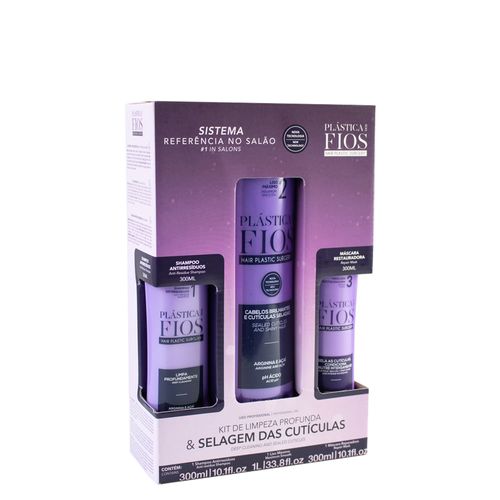 Kit Cadiveu Professional Plástica Dos Fios - Shampoo 300ml + Máscara 300ml + Ativo Antifrizz 1000ml Kit