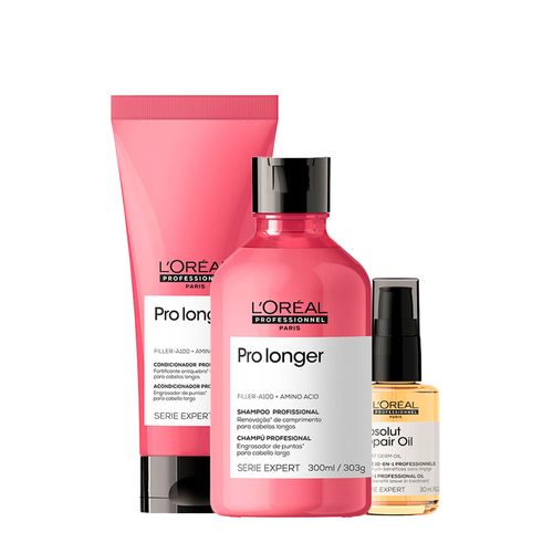 Kit L'Oréal Professionnel Serie Expert Pro Longer - Shampoo 300ml + Condicionador 200ml + Óleo Capilar Absolut Repair 10 In 1 30ml Kit