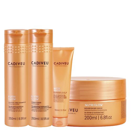 Kit Cadiveu Nutri Glow - Shampoo 250ml + Condicionador 250ml + Máscara de Nutrição 200ml + Leave-In 150ml Kit